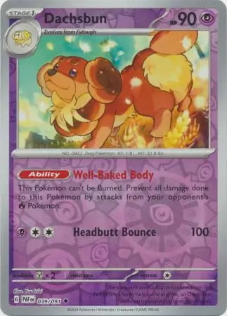 Paldean Fates Dachsbun #39/91 reverse holo